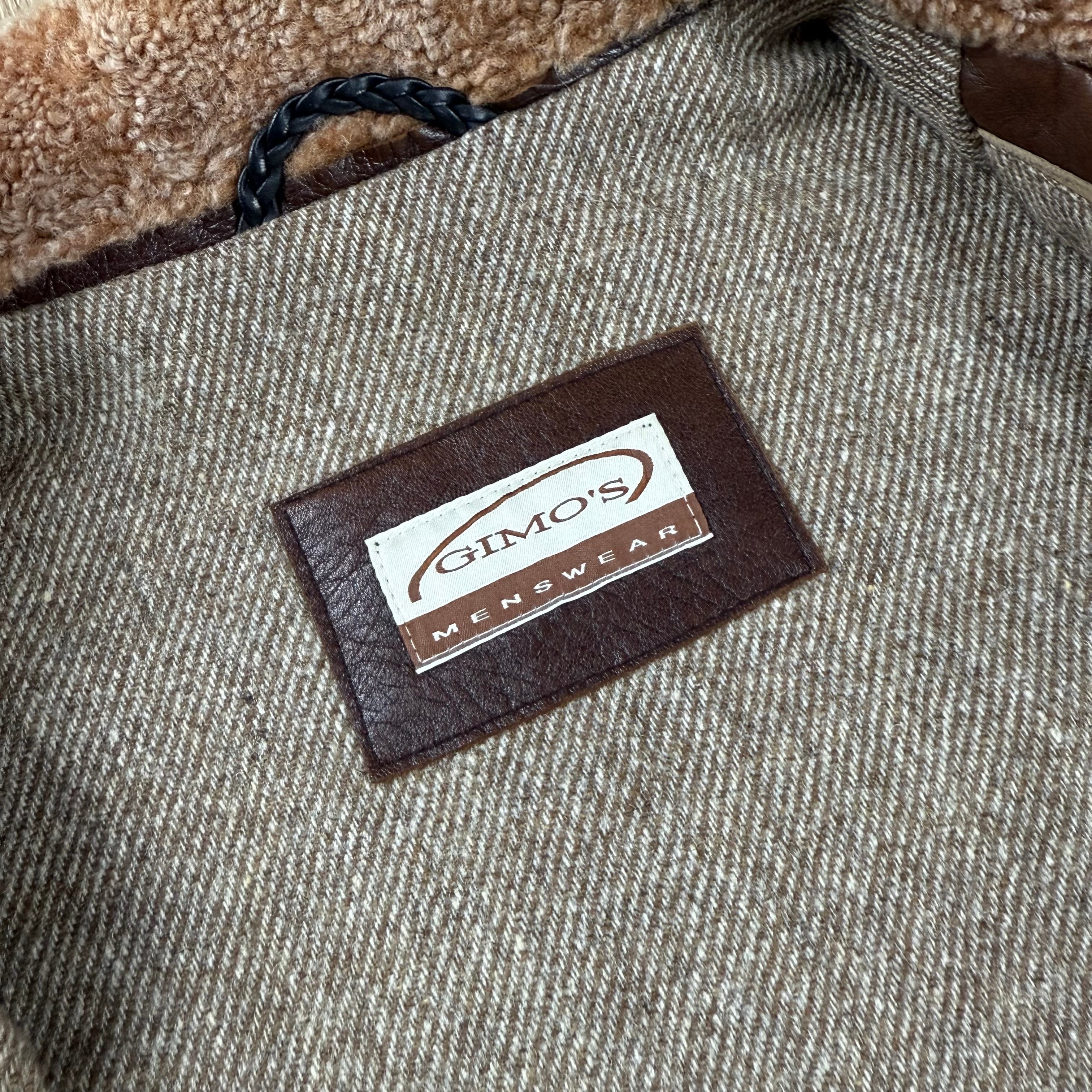 Vintage Gimo's Lederjacke mit Lammfellkragen - L