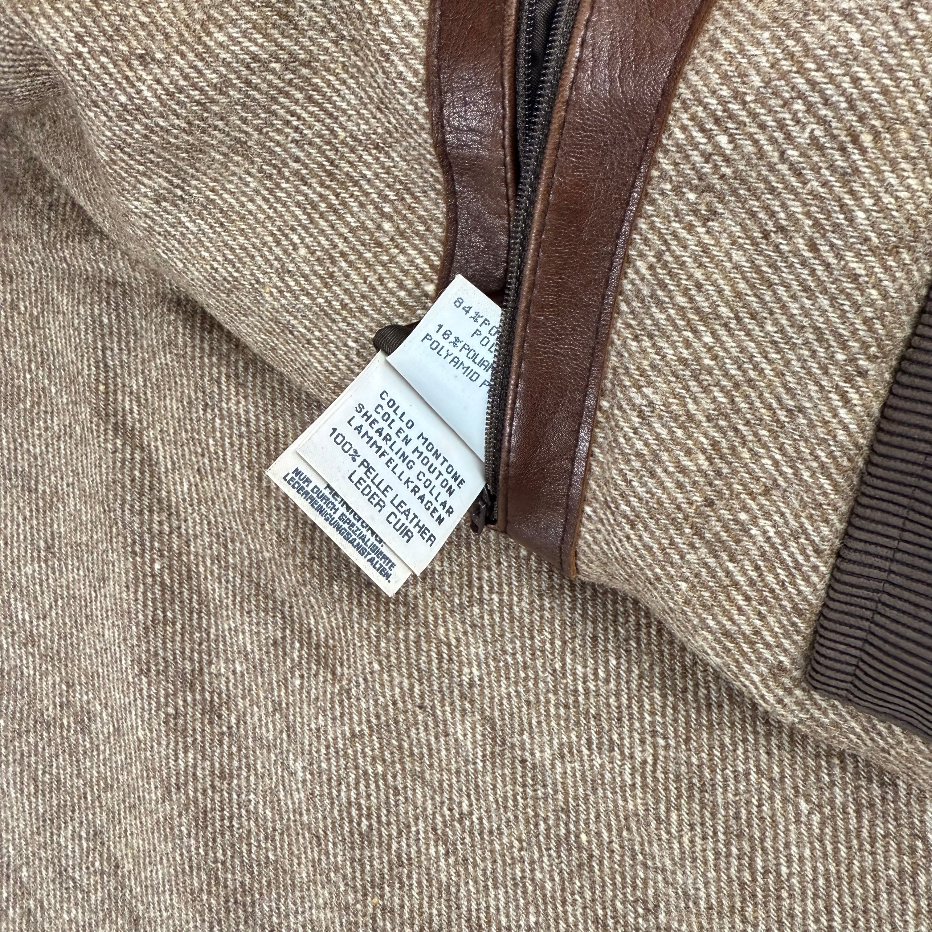 Vintage Gimo's Lederjacke mit Lammfellkragen - L