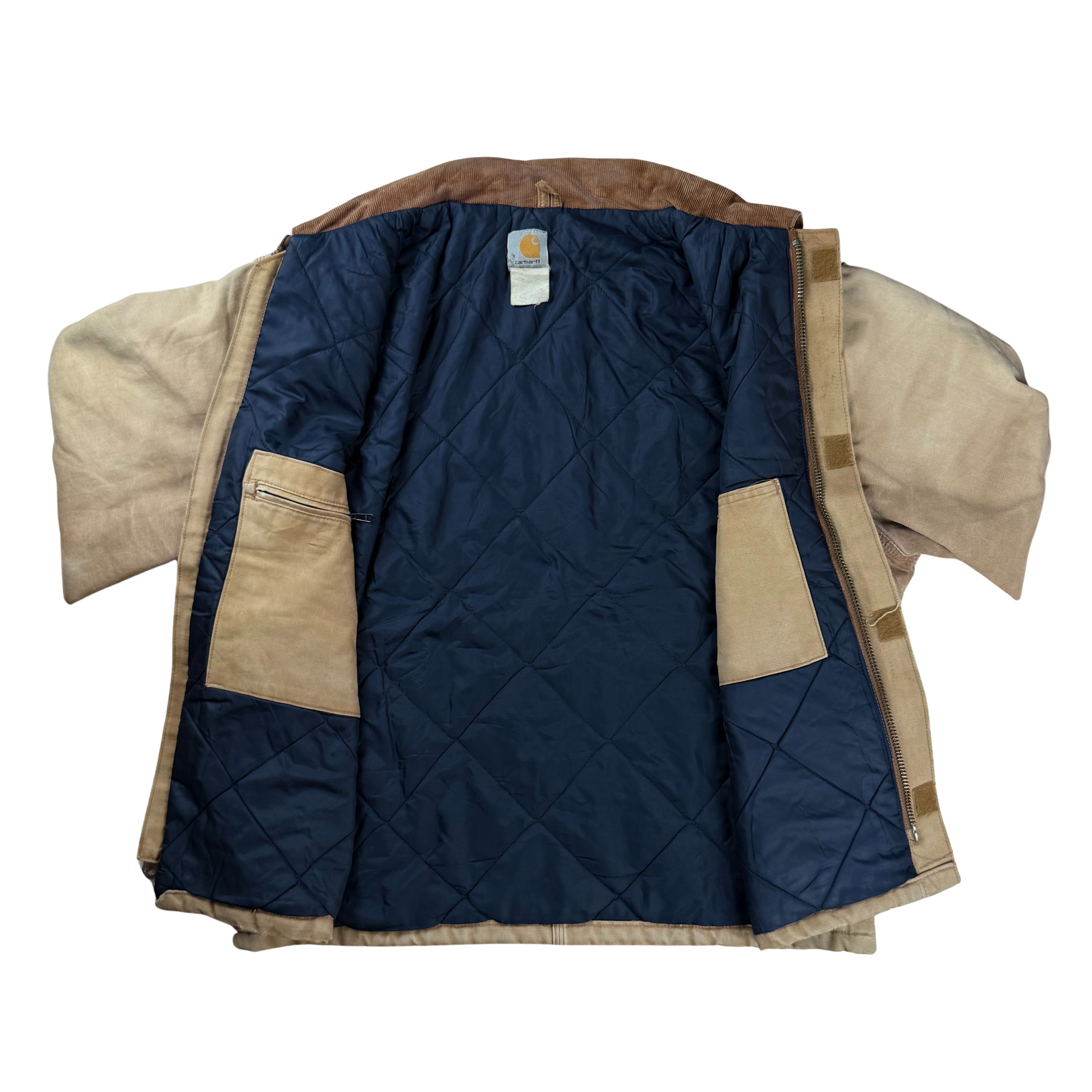 Vintage Carhartt Chore Jacket Hooded 90s Faded - L