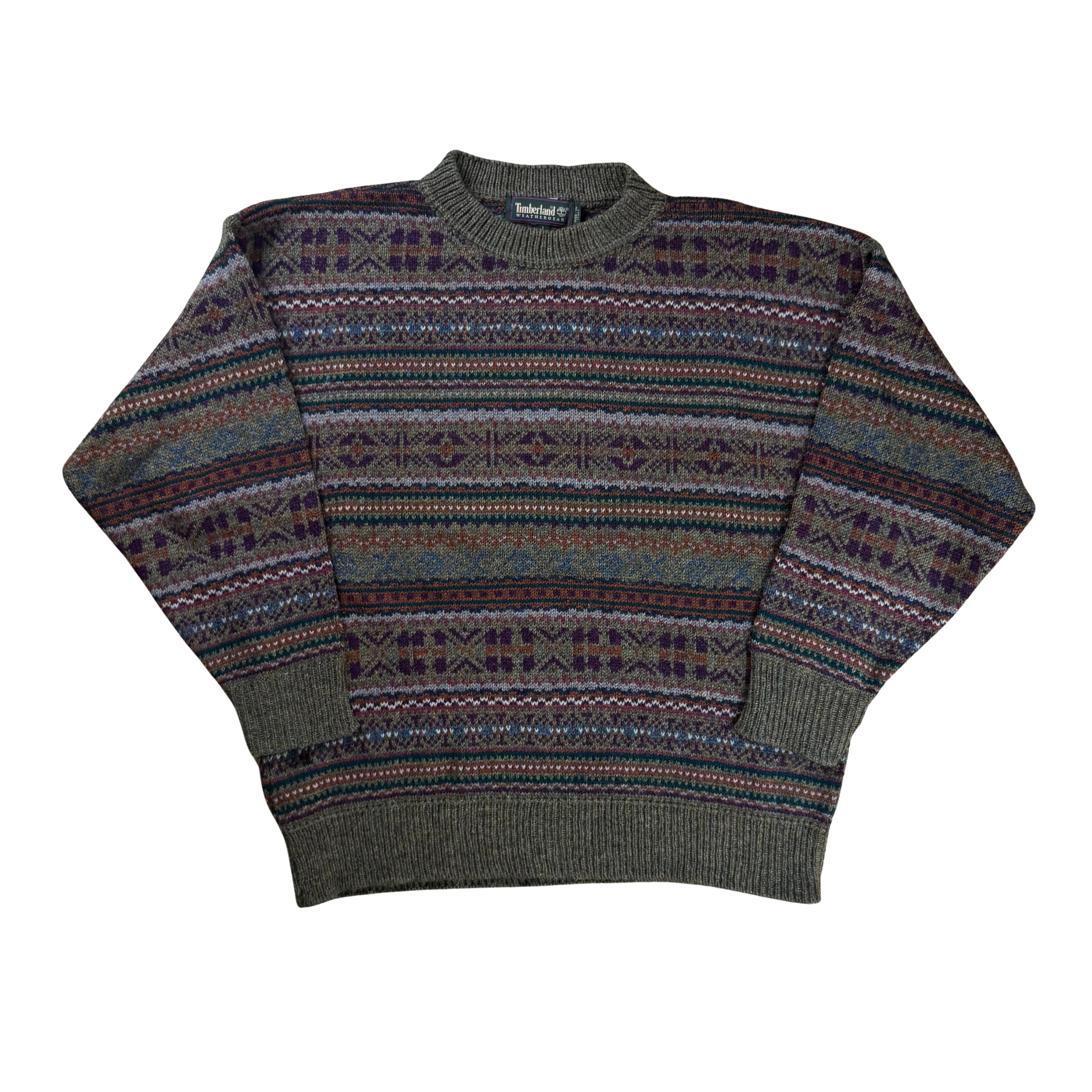 Vintage Timberland 90s Fair Isle Wool Knit Sweater - L