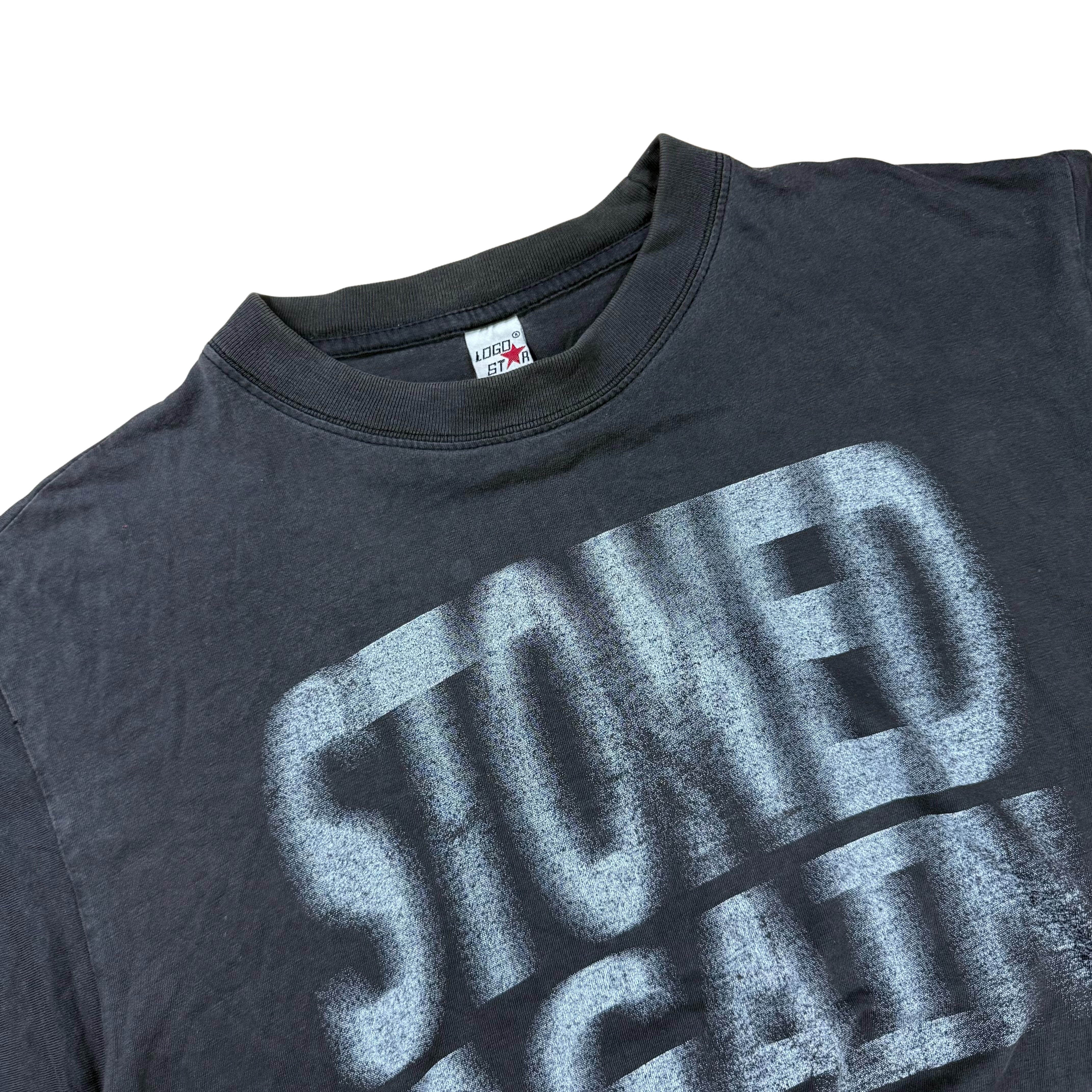 Vintage 90s Washed Gray Logo Star T-Shirt - S