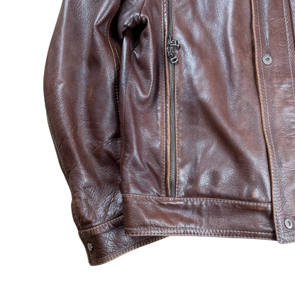 Vintage Gimo's Lederjacke mit Lammfellkragen  - L