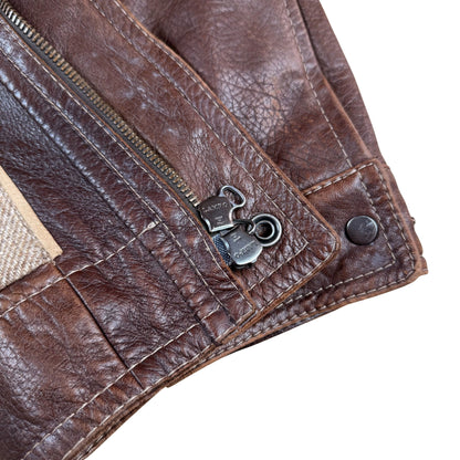 Vintage Gimo's Lederjacke mit Lammfellkragen  - L