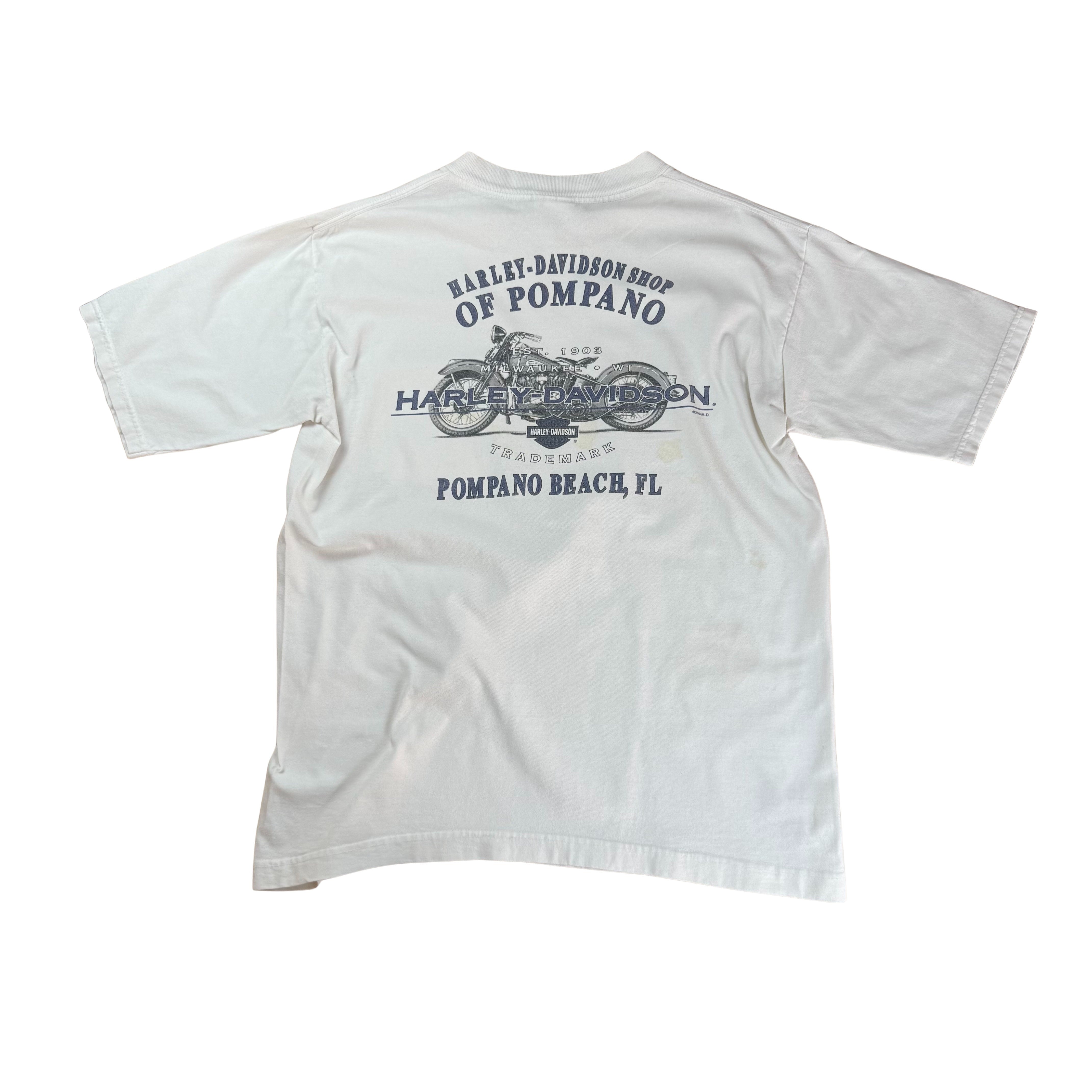 Vintage Harley Davidson T-Shirt Pompano Beach Florida  - L