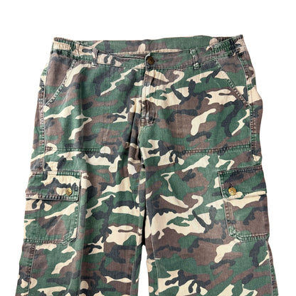 Vintage Washed US Army Camo Cargo Hose Flared  - L