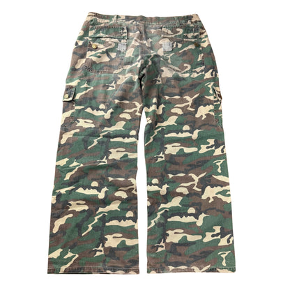 Vintage Washed US Army Camo Cargo Hose Flared  - L