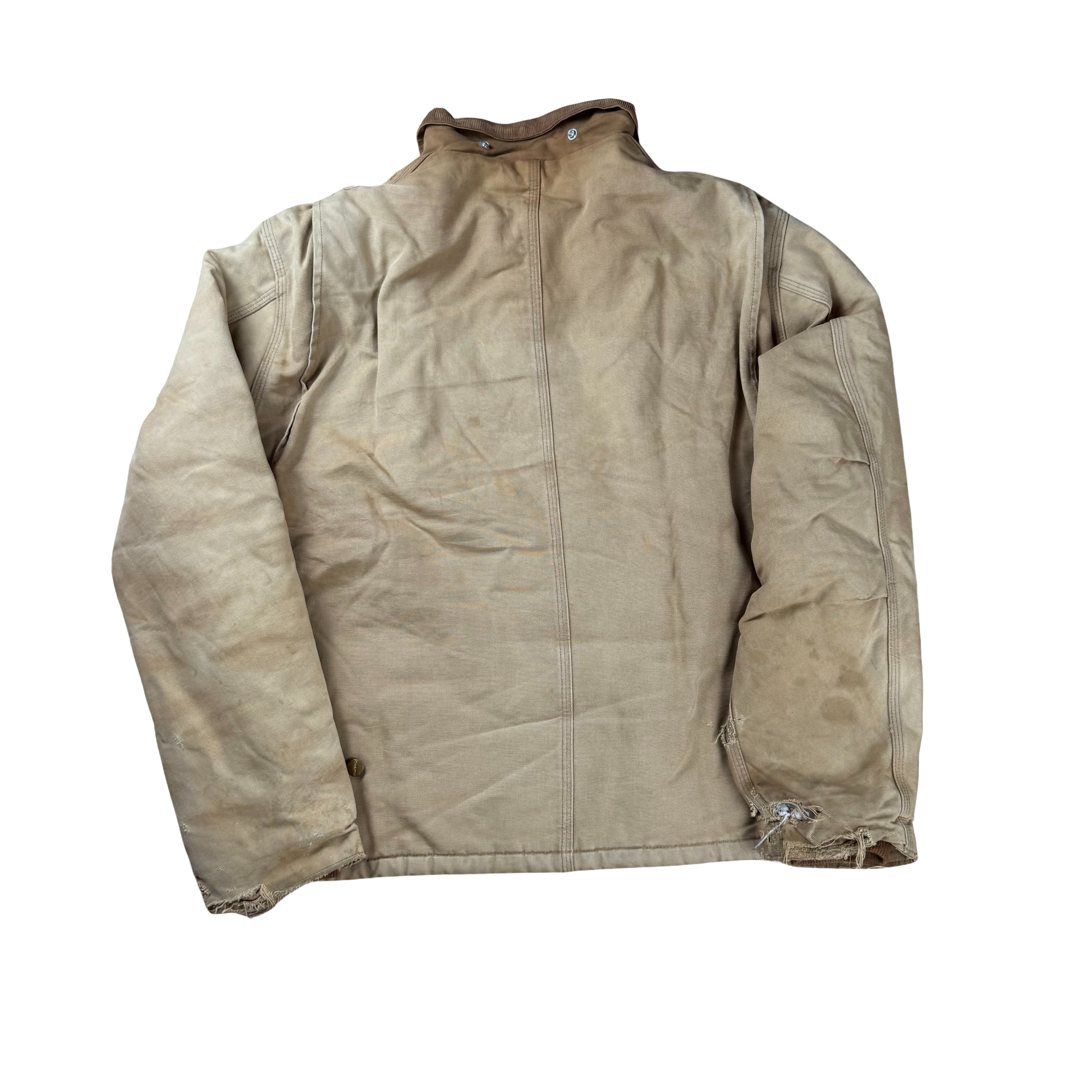 Vintage Carhartt Chore Jacket Hooded 90s Faded  - L