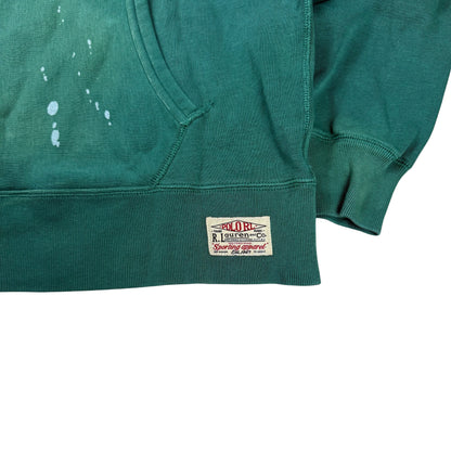 Vintage Washed Green Ralph Lauren College Hoodie  - L